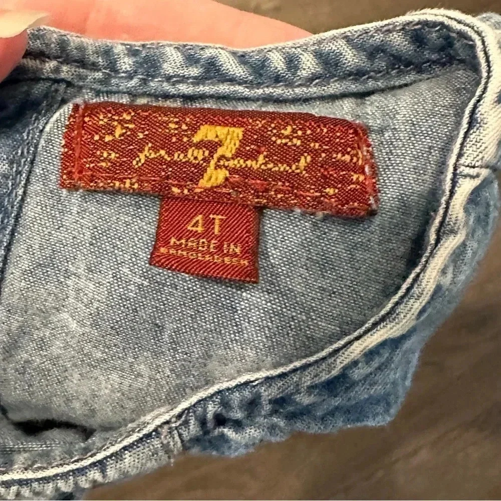 7 For All Mankind Little Girl Lightweight Stone Wash Denim Dress Size 4T
